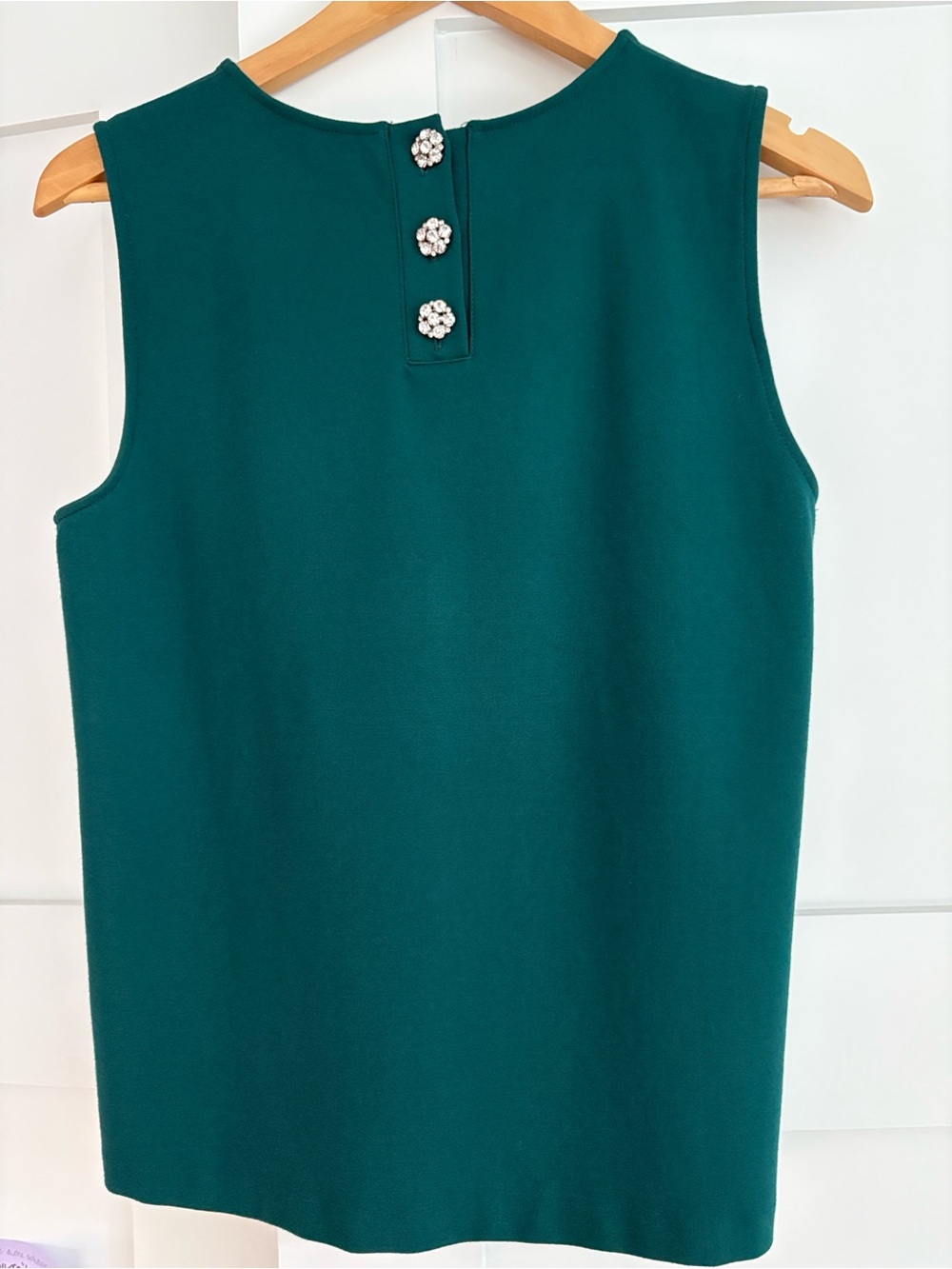 J. Crew Teal Sleeveless Jewel-Button Shell Top